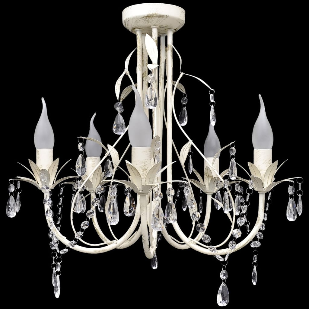 Kristallen kroonluchter met wit elegant design (5 lampen) Kroonluchters | Creëer jouw Trendy Thuis | Gratis bezorgd & Retour | Trendy.nl
