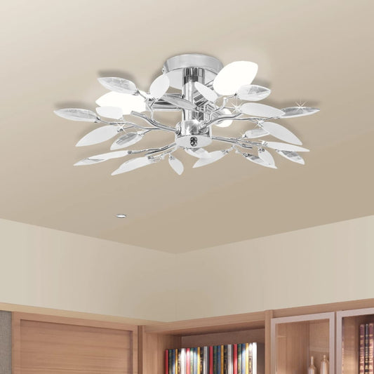Plafondlamp met kristal bladeren 3xE14 acryl wit en transparant Plafondlampen | Creëer jouw Trendy Thuis | Gratis bezorgd & Retour | Trendy.nl