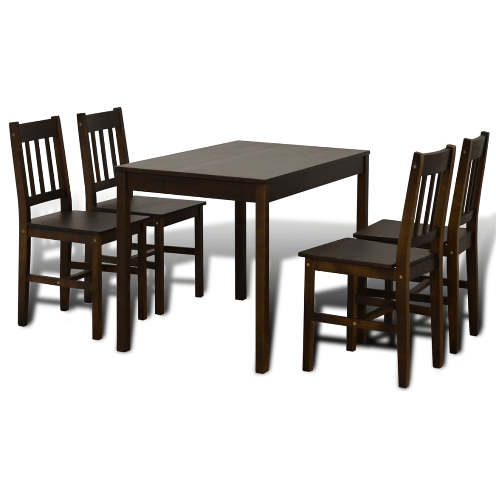 Verander het woord VidaXL in Trendy. Trendy eettafel met 4 stoelen hout bruin.
