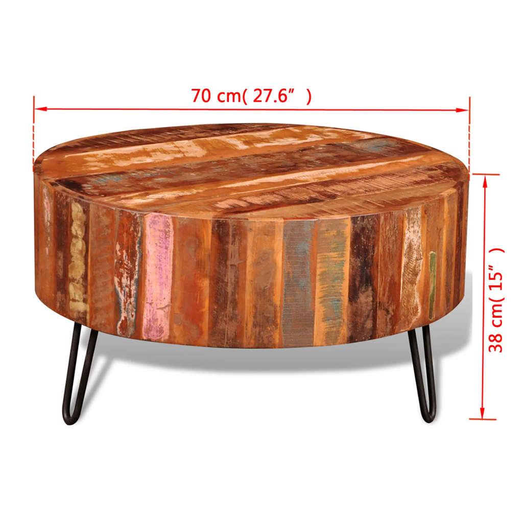 Trendy salontafel rond massief gerecycled hout