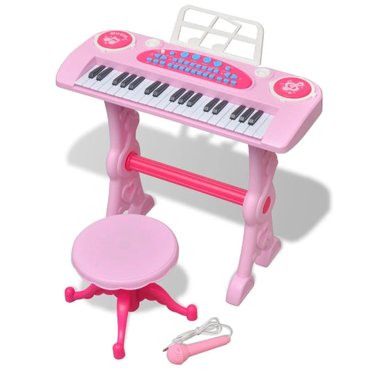 Speelgoedkeyboard met krukje/microfoon en 37 toetsen roze Speelgoedinstrumenten | Creëer jouw Trendy Thuis | Gratis bezorgd & Retour | Trendy.nl