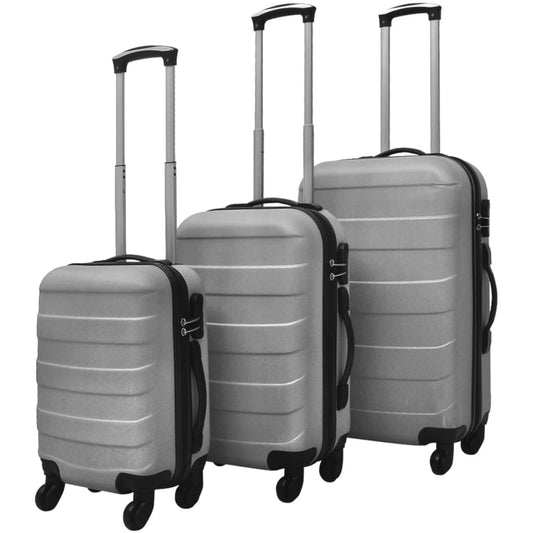 3-delige Kofferset hard 45,5/55/66 cm zilverkleurig Koffers | Creëer jouw Trendy Thuis | Gratis bezorgd & Retour | Trendy.nl