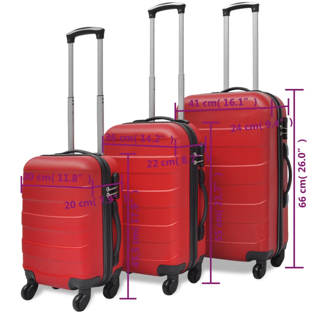 3-delige Kofferset hard 45,5/55/66 cm rood Koffers | Creëer jouw Trendy Thuis | Gratis bezorgd & Retour | Trendy.nl