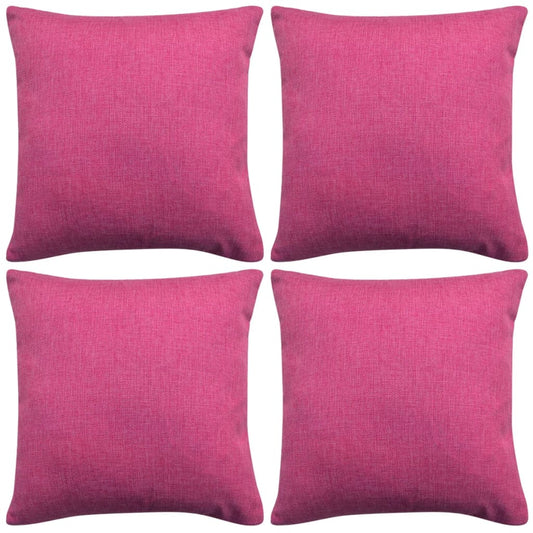 Kussenhoezen 4 stuks linnen look roze 80x80 cm