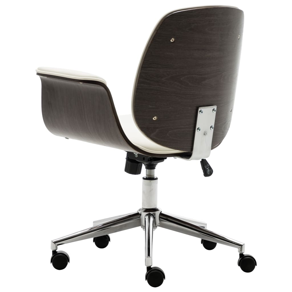 Kantoorstoel gebogen hout en kunstleer wit Bureaustoelen | Creëer jouw Trendy Thuis | Gratis bezorgd & Retour | Trendy.nl