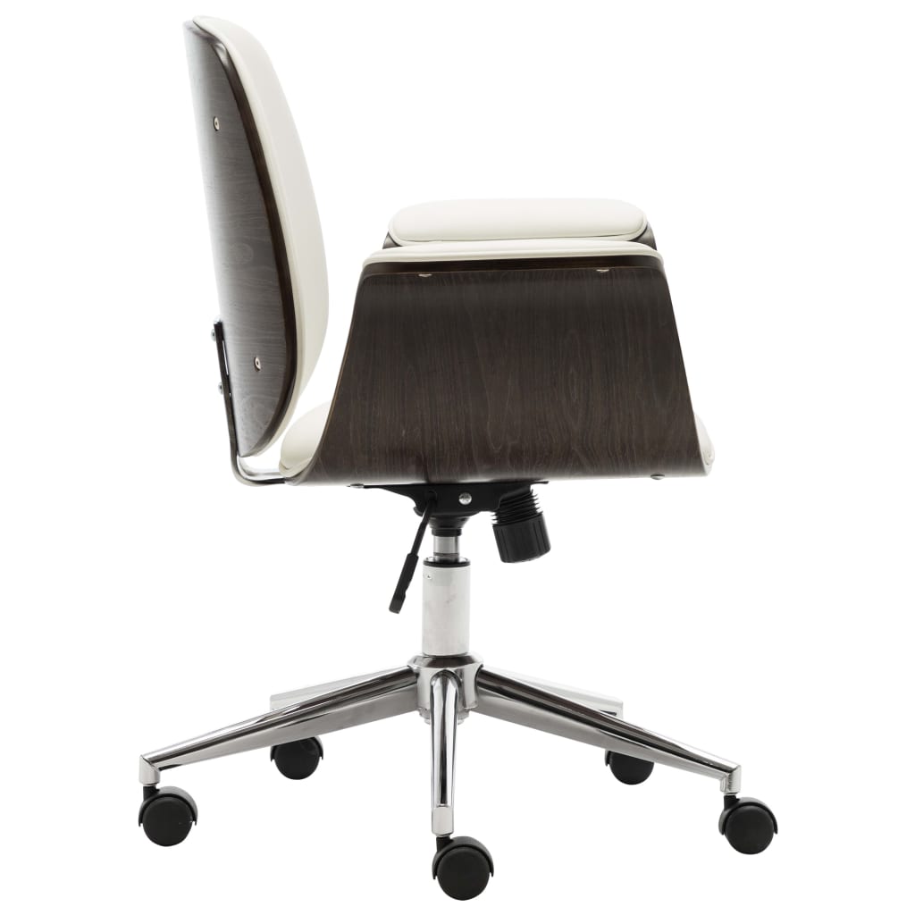 Kantoorstoel gebogen hout en kunstleer wit Bureaustoelen | Creëer jouw Trendy Thuis | Gratis bezorgd & Retour | Trendy.nl