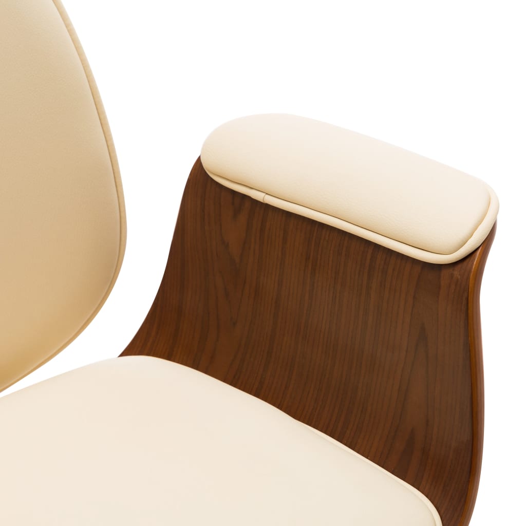 Kantoorstoel gebogen hout en kunstleer crèmekleurig