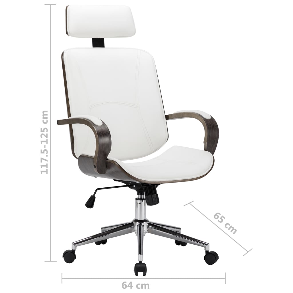 Kantoorstoel draaibaar met hoofdsteun kunstleer en hout wit Bureaustoelen | Creëer jouw Trendy Thuis | Gratis bezorgd & Retour | Trendy.nl