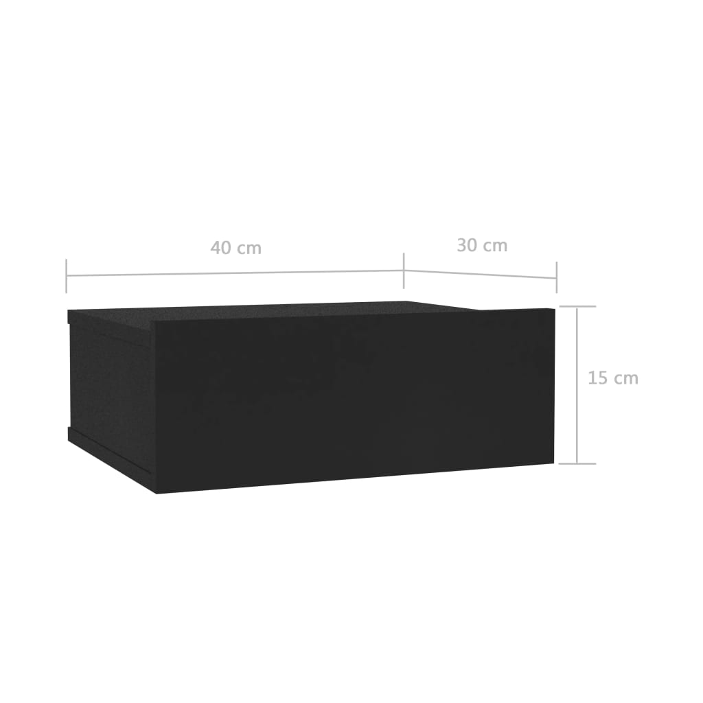 Nachtkastje zwevend 40x30x15 cm bewerkt hout zwart Nachtkastjes | Creëer jouw Trendy Thuis | Gratis bezorgd & Retour | Trendy.nl