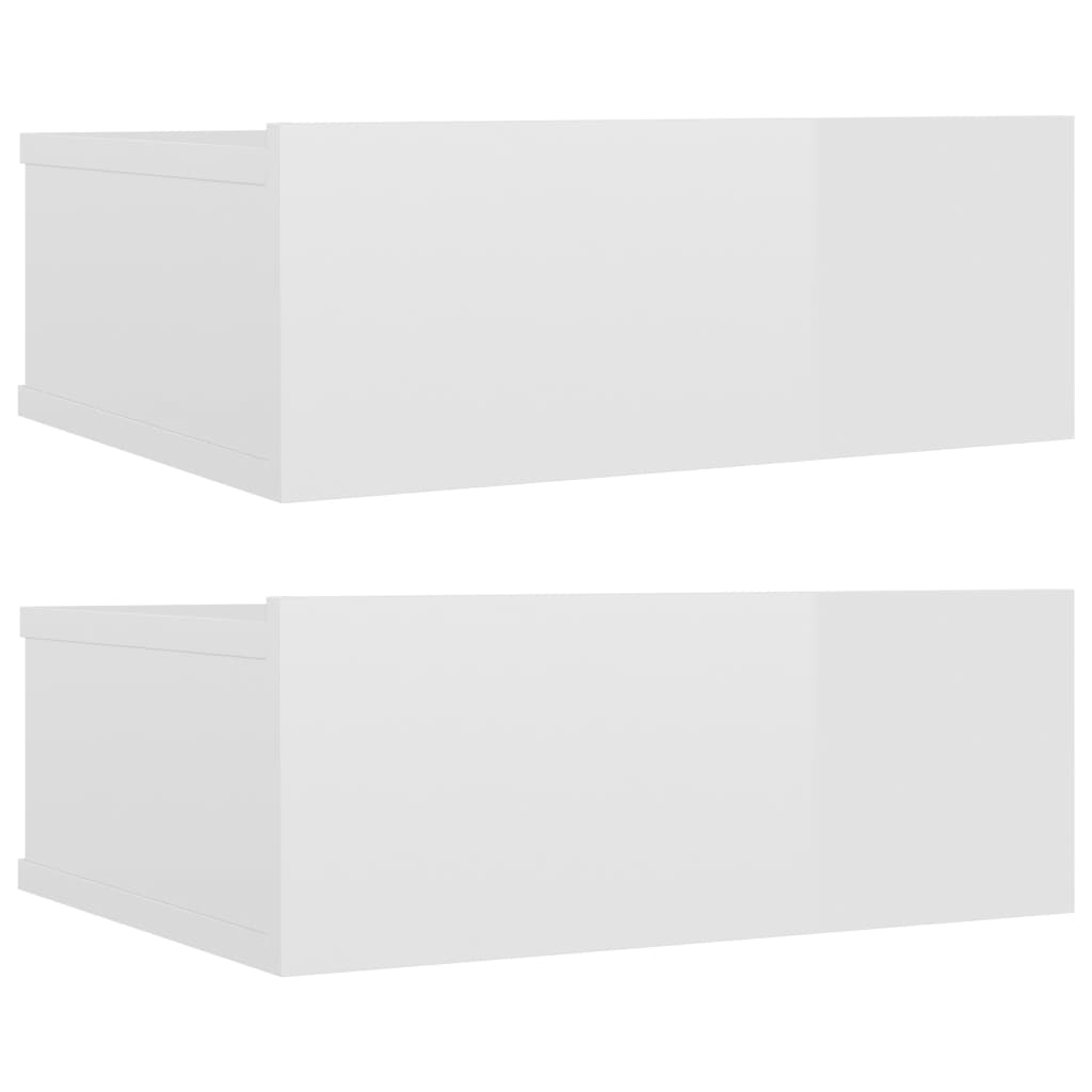Nachtkastjes 2 st zwevend 40x30x15cm bewerkt hout hoogglans wit Nachtkastjes | Creëer jouw Trendy Thuis | Gratis bezorgd & Retour | Trendy.nl