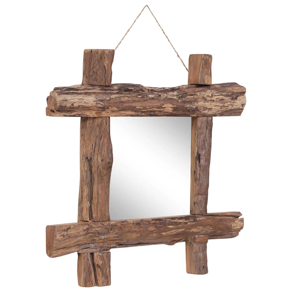 Spiegel houtblokken 50x50 cm massief gerecycled hout naturel Spiegels | Creëer jouw Trendy Thuis | Gratis bezorgd & Retour | Trendy.nl