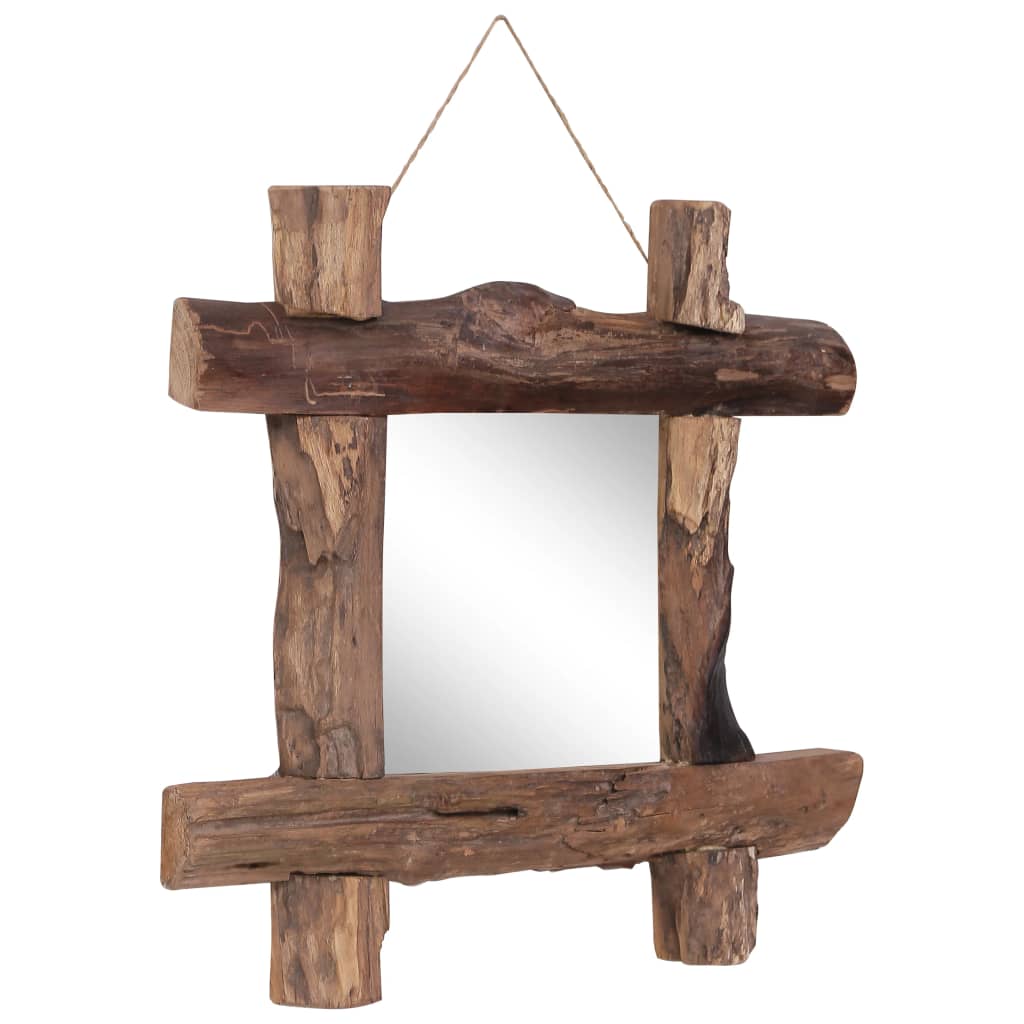 Spiegel houtblokken 50x50 cm massief gerecycled hout naturel Spiegels | Creëer jouw Trendy Thuis | Gratis bezorgd & Retour | Trendy.nl