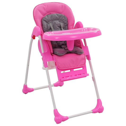 Kinderstoel hoog roze en grijs