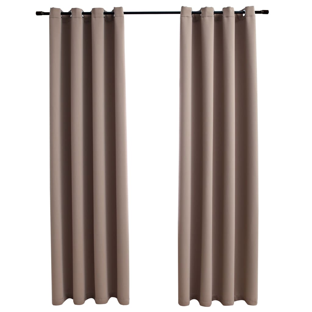 Gordijn verduisterend met metalen ringen 2 st 140x245 cm taupe Gordijnen & vitrages | Creëer jouw Trendy Thuis | Gratis bezorgd & Retour | Trendy.nl