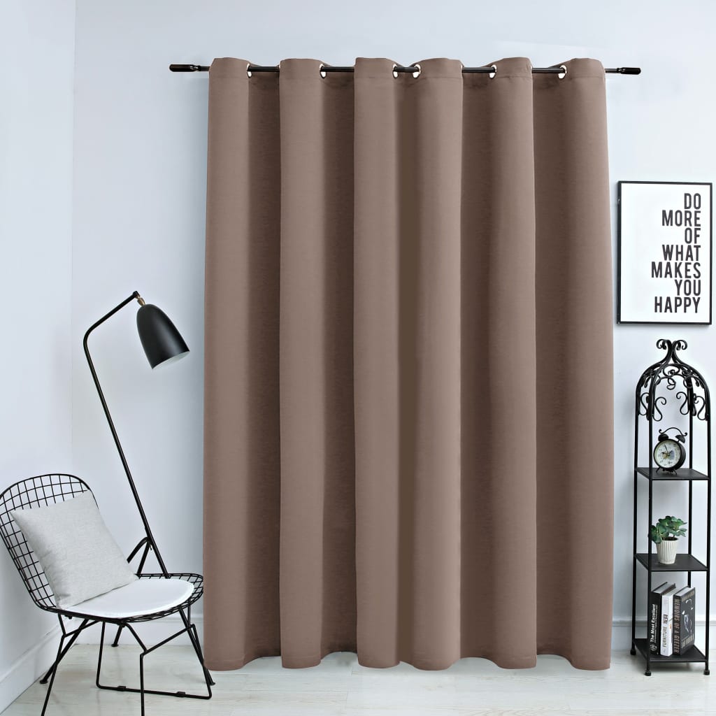 Gordijn verduisterend met metalen ringen 290x245 cm taupe Gordijnen & vitrages | Creëer jouw Trendy Thuis | Gratis bezorgd & Retour | Trendy.nl