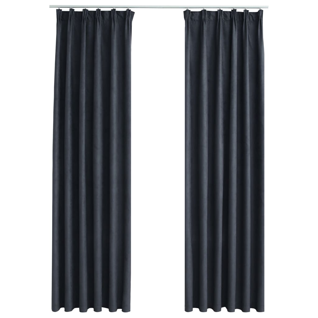 Gordijnen verduisterend met haken 2 st 140x225 cm antraciet Gordijnen & vitrages | Creëer jouw Trendy Thuis | Gratis bezorgd & Retour | Trendy.nl