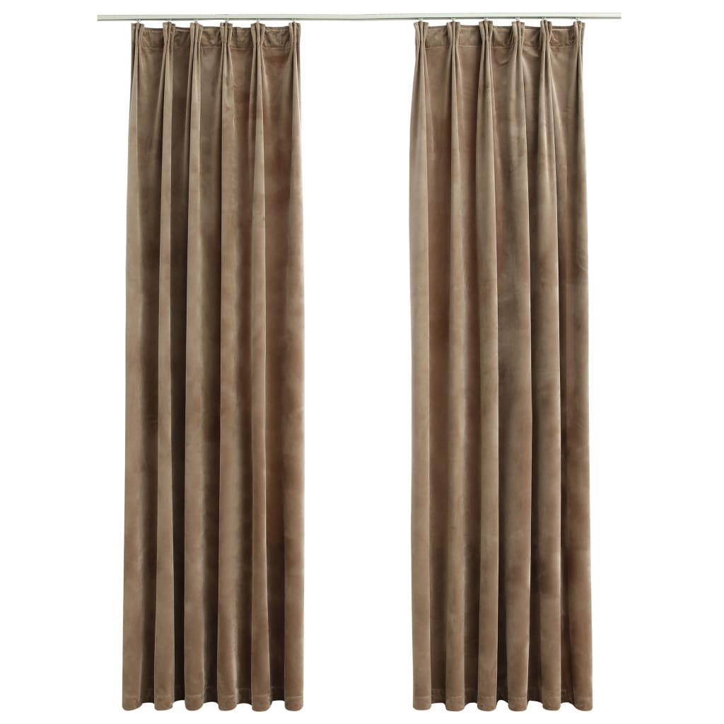 Gordijnen verduisterend 2 st met haken 140x225 cm fluweel beige Gordijnen & vitrages | Creëer jouw Trendy Thuis | Gratis bezorgd & Retour | Trendy.nl