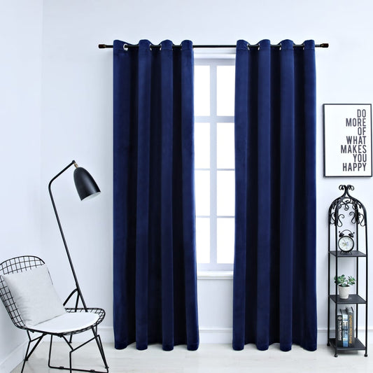 Gordijn verduisterend met ringen 2 st 140x175 cm fluweel blauw Gordijnen & vitrages | Creëer jouw Trendy Thuis | Gratis bezorgd & Retour | Trendy.nl