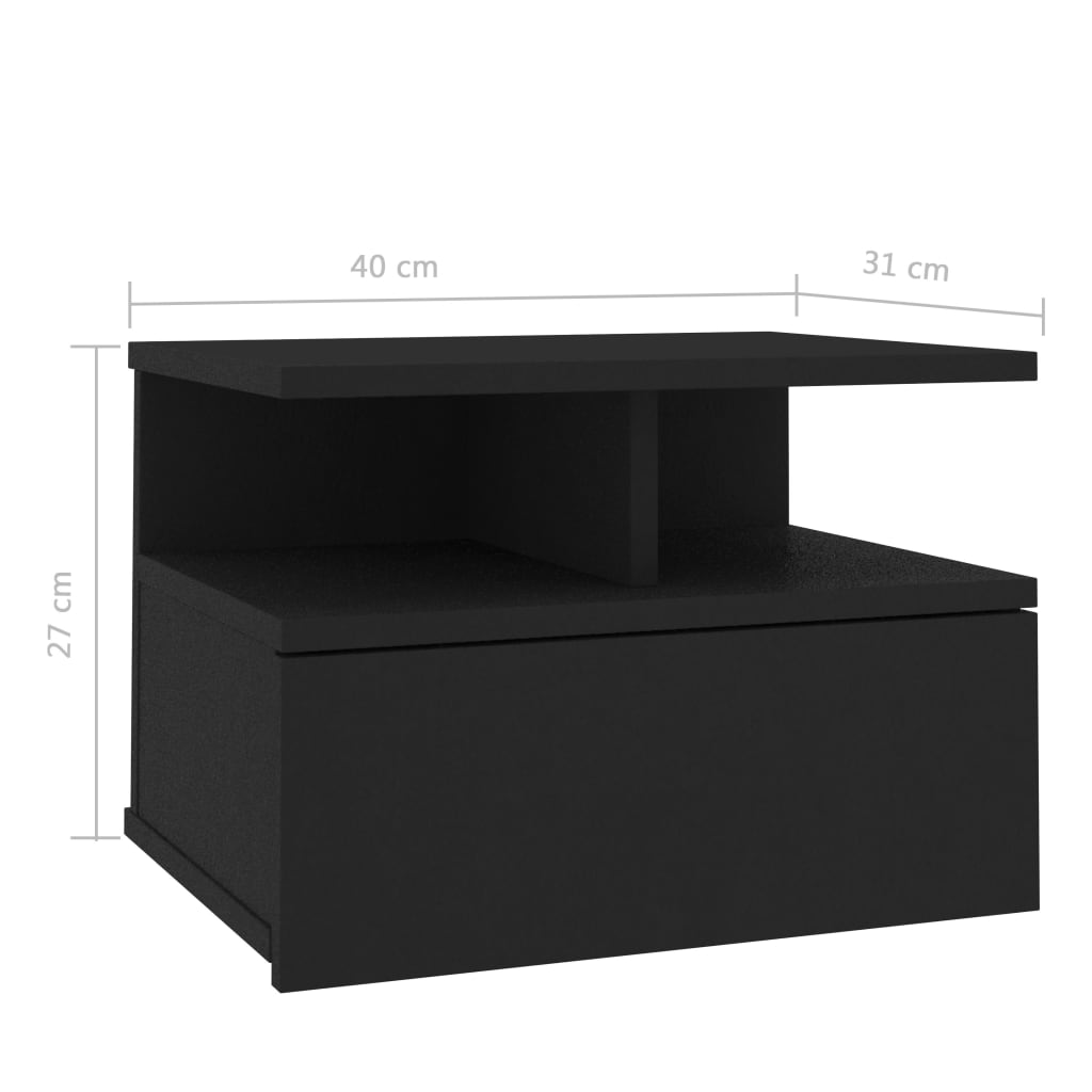 Nachtkastje zwevend 40x31x27 cm bewerkt hout zwart Nachtkastjes | Creëer jouw Trendy Thuis | Gratis bezorgd & Retour | Trendy.nl