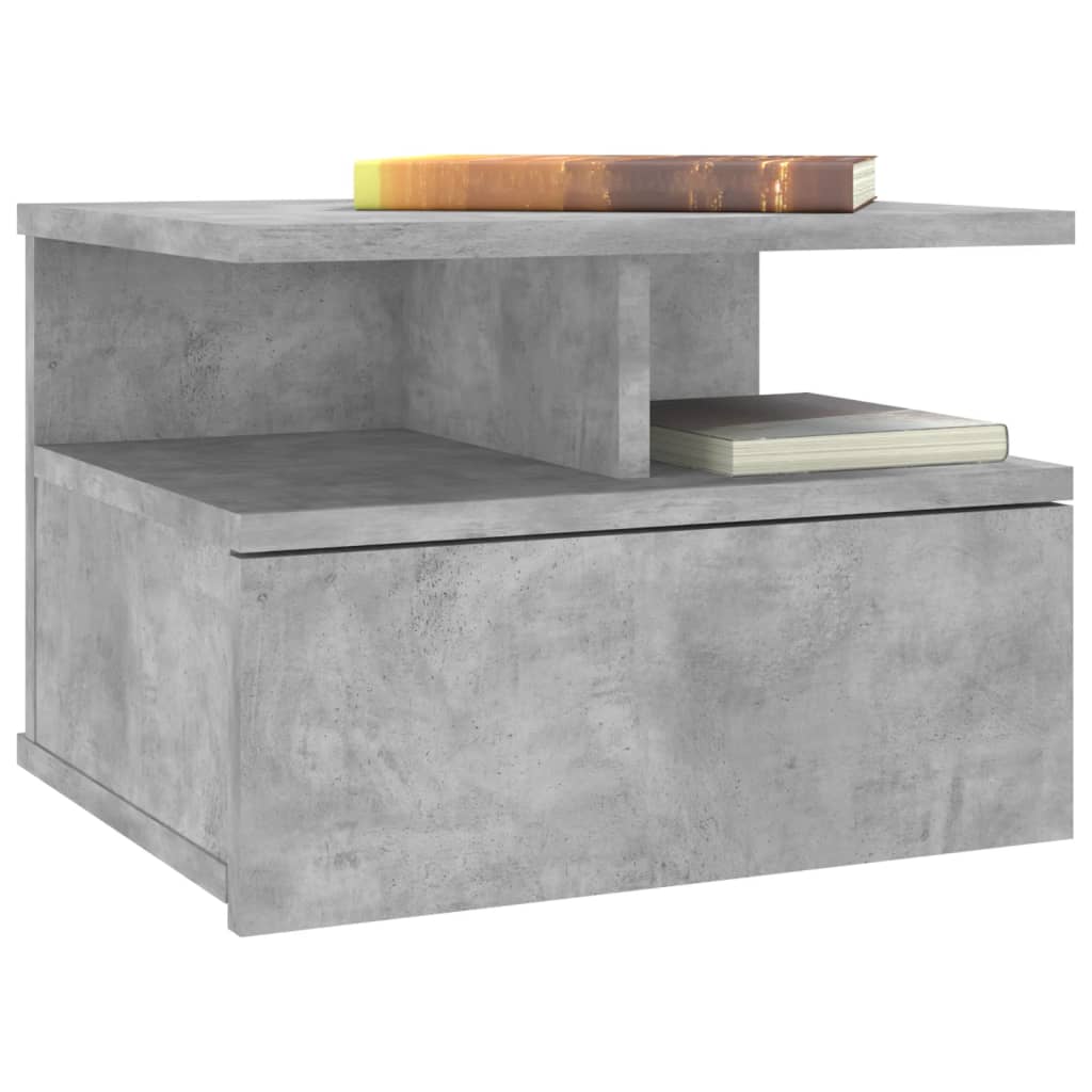 Nachtkastje zwevend 40x31x27 cm bewerkt hout betongrijs Nachtkastjes | Creëer jouw Trendy Thuis | Gratis bezorgd & Retour | Trendy.nl