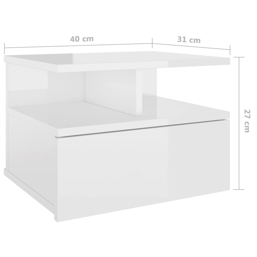 Nachtkastje zwevend 40x31x27 cm bewerkt hout hoogglans wit Nachtkastjes | Creëer jouw Trendy Thuis | Gratis bezorgd & Retour | Trendy.nl
