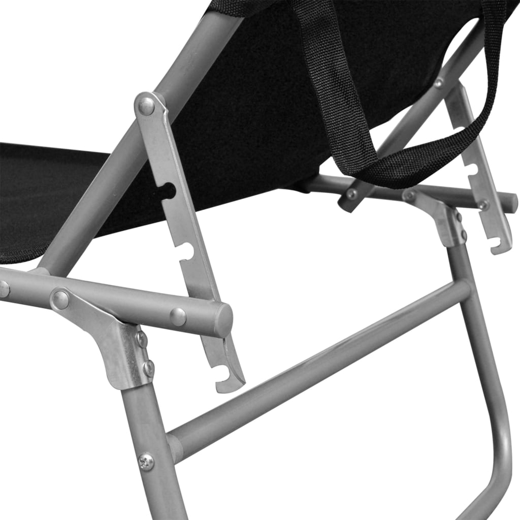 Ligbed inklapbaar met luifel aluminium zwart Ligstoelen | Creëer jouw Trendy Thuis | Gratis bezorgd & Retour | Trendy.nl
