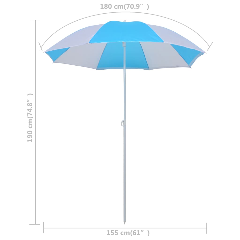 Strandparasol/-tent 180 cm stof blauw en wit Tenten | Creëer jouw Trendy Thuis | Gratis bezorgd & Retour | Trendy.nl