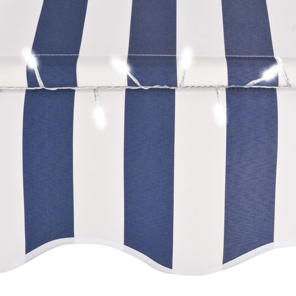 Luifel handmatig uitschuifbaar met LED 400 cm blauw en wit Zonwering | Creëer jouw Trendy Thuis | Gratis bezorgd & Retour | Trendy.nl