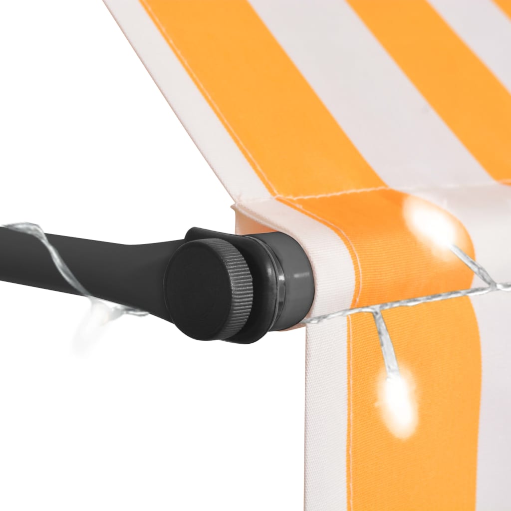 Luifel handmatig uitschuifbaar met LED 250 cm wit en oranje