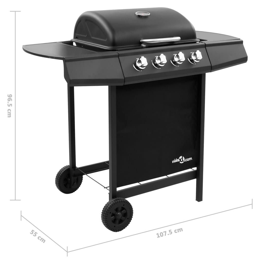 Trendy Gasbarbecue-grill met 4 branders zwart Barbecues | Creëer jouw Trendy Thuis | Gratis bezorgd & Retour | Trendy.nl