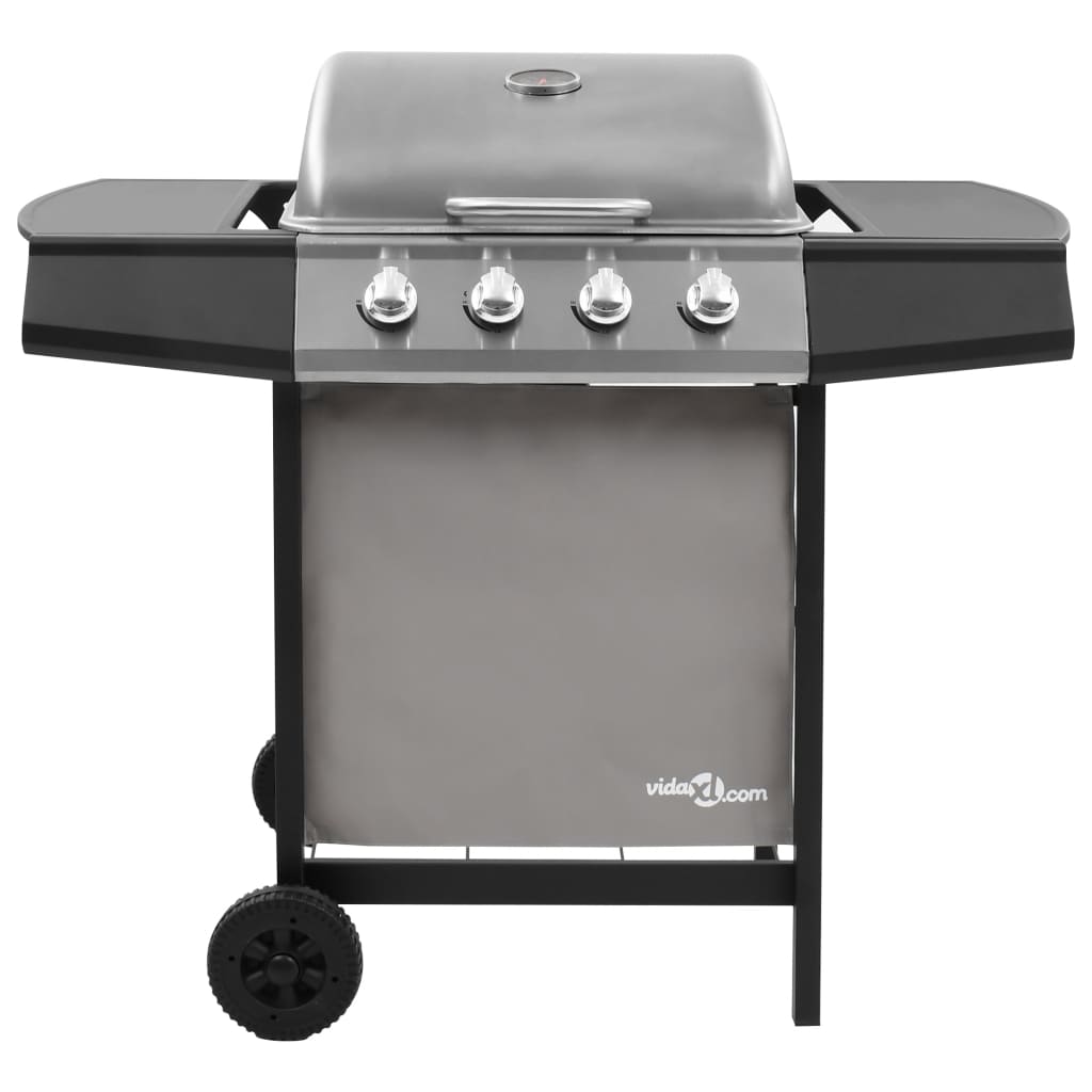 Trendy Gasbarbecue met 4 branders zwart en zilverkleurig Barbecues | Creëer jouw Trendy Thuis | Gratis bezorgd & Retour | Trendy.nl