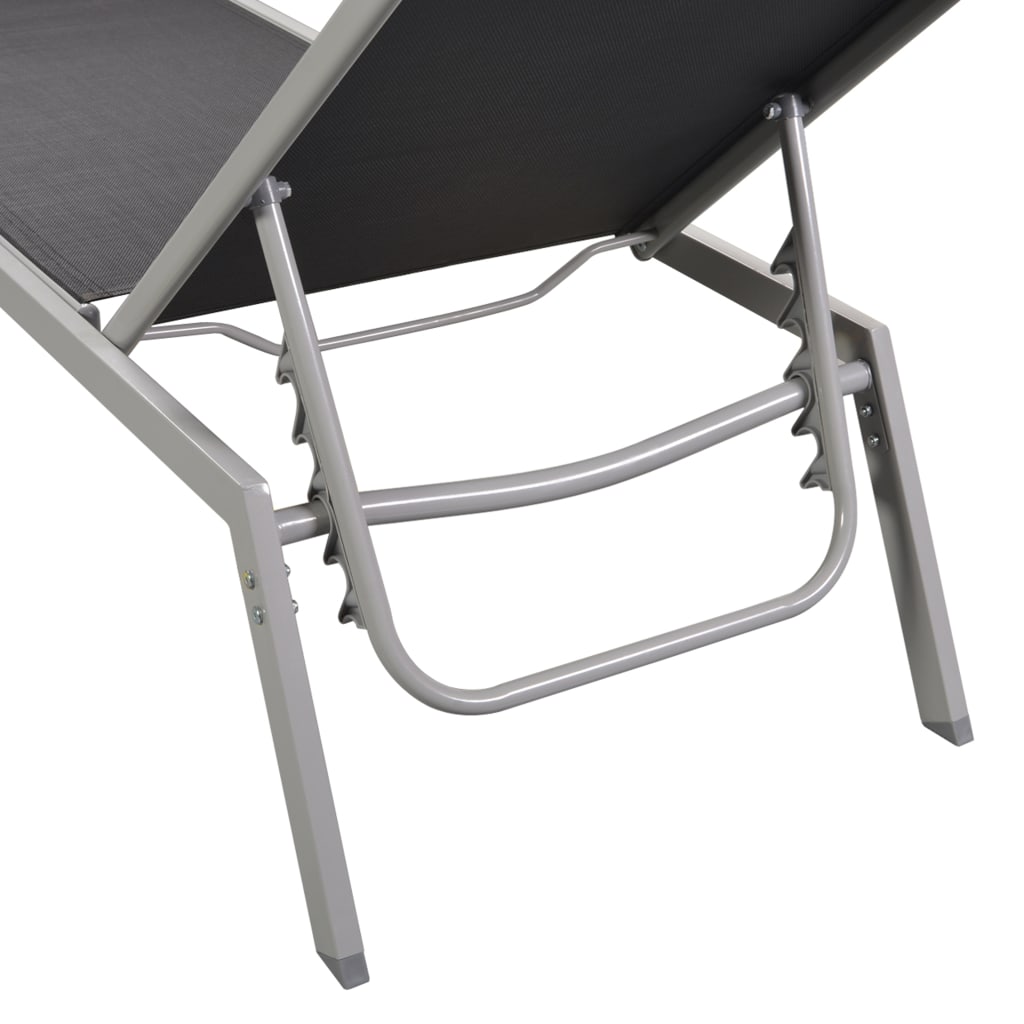 Ligbedden 2 st met tafel staal en textileen zwart Ligstoelen | Creëer jouw Trendy Thuis | Gratis bezorgd & Retour | Trendy.nl