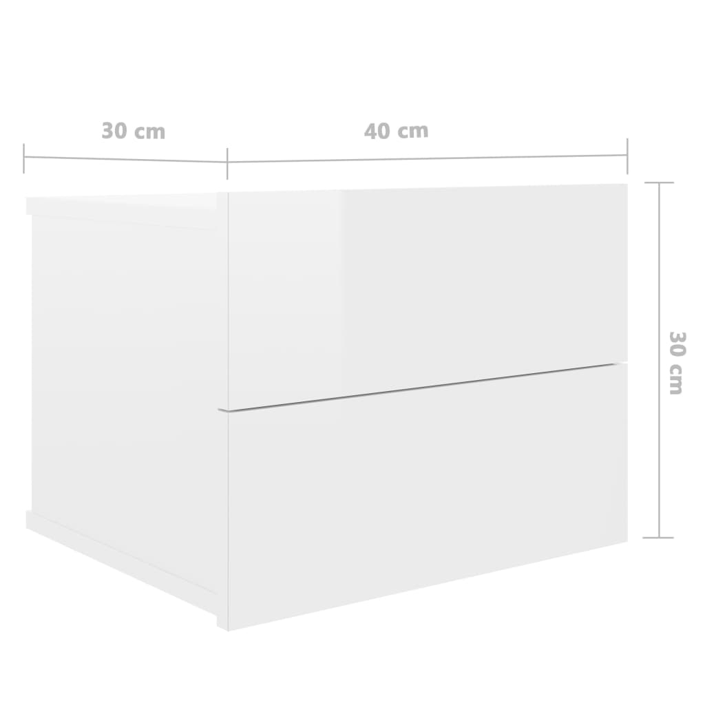 Nachtkastje 40x30x30 cm spaanplaat hoogglans wit Nachtkastjes | Creëer jouw Trendy Thuis | Gratis bezorgd & Retour | Trendy.nl