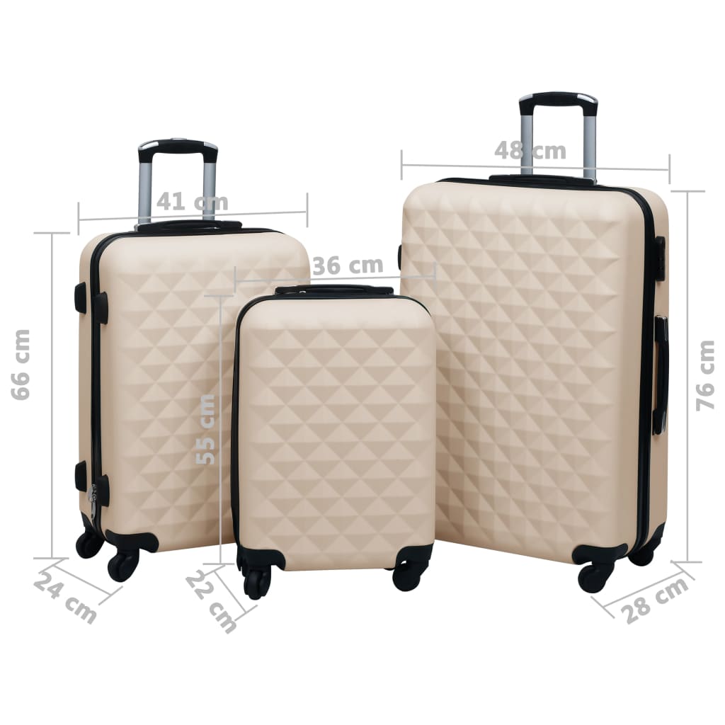 3-delige Harde kofferset ABS goudkleurig Koffers | Creëer jouw Trendy Thuis | Gratis bezorgd & Retour | Trendy.nl