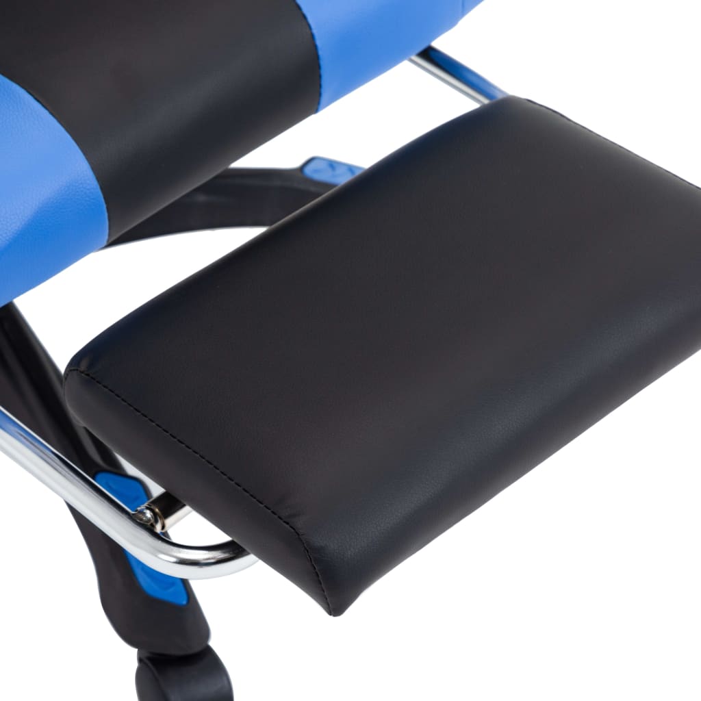 Racestoel met voetensteun kunstleer blauw en zwart Bureaustoelen | Creëer jouw Trendy Thuis | Gratis bezorgd & Retour | Trendy.nl