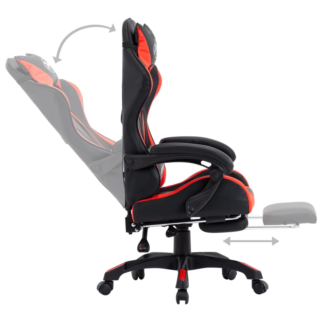 Racestoel met voetensteun kunstleer rood en zwart Bureaustoelen | Creëer jouw Trendy Thuis | Gratis bezorgd & Retour | Trendy.nl