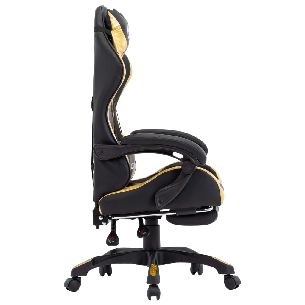 Racestoel met voetensteun kunstleer goudkleurig en zwart Bureaustoelen | Creëer jouw Trendy Thuis | Gratis bezorgd & Retour | Trendy.nl