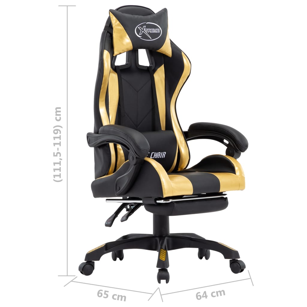 Racestoel met voetensteun kunstleer goudkleurig en zwart Bureaustoelen | Creëer jouw Trendy Thuis | Gratis bezorgd & Retour | Trendy.nl