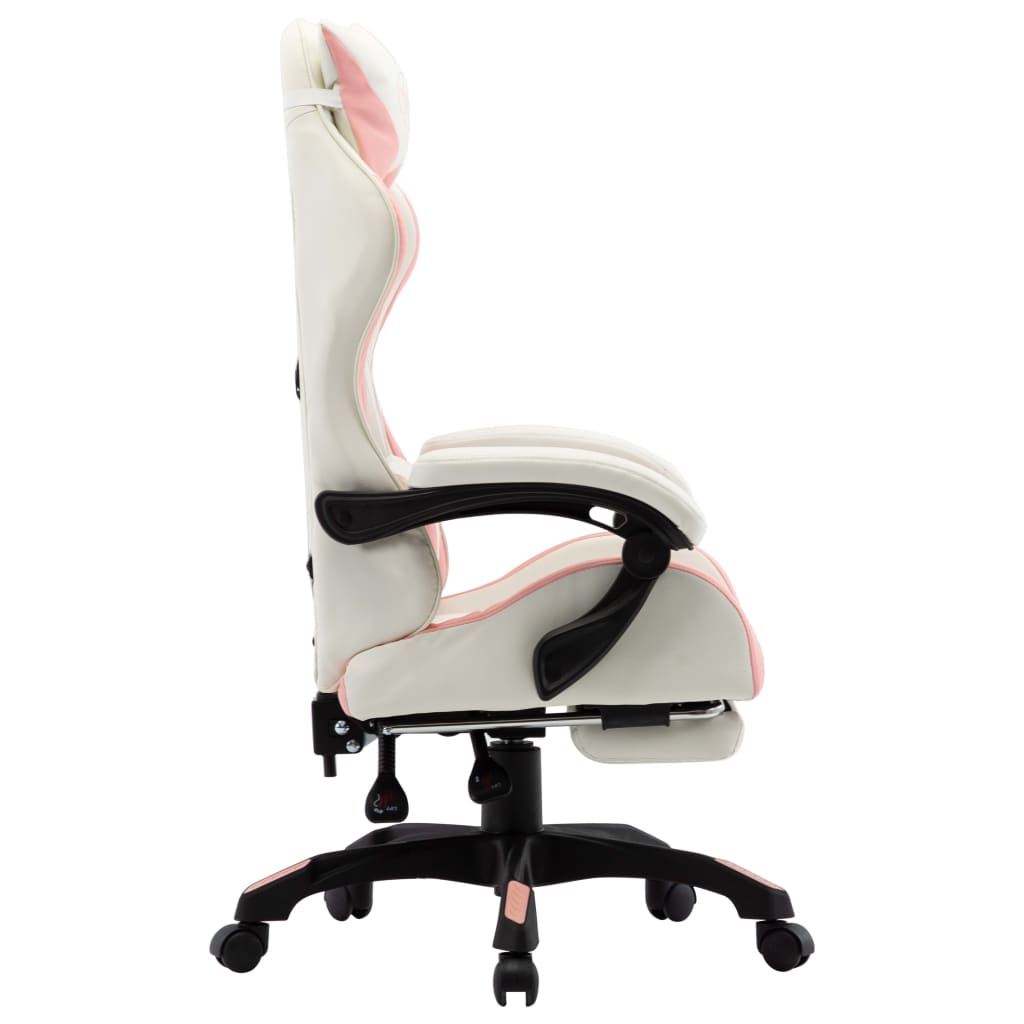 Racestoel met voetensteun kunstleer roze en wit Bureaustoelen | Creëer jouw Trendy Thuis | Gratis bezorgd & Retour | Trendy.nl