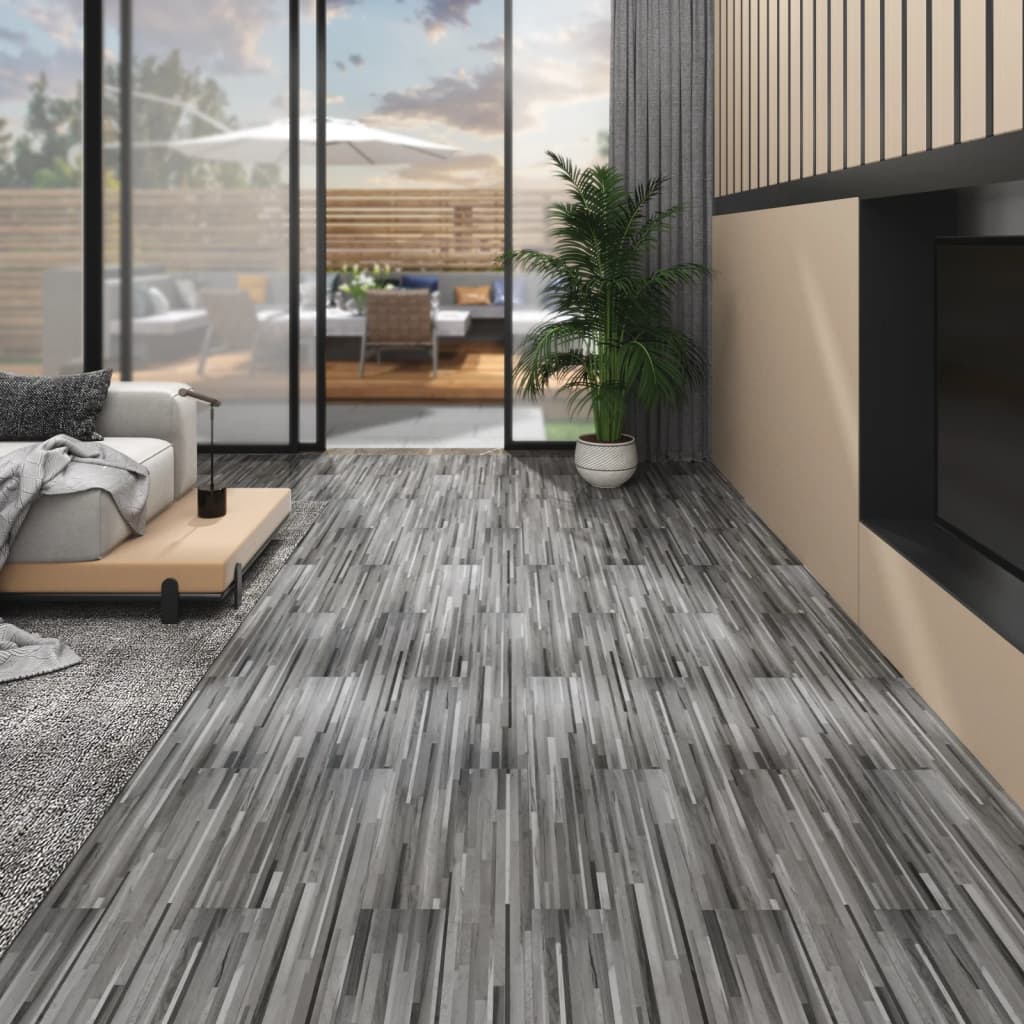 Vloerplanken zelfklevend 5,02 m² 2 mm PVC gestreept grijs Vloeren | Creëer jouw Trendy Thuis | Gratis bezorgd & Retour | Trendy.nl