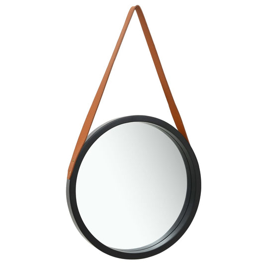 Wandspiegel met band 50 cm zwart Spiegels | Creëer jouw Trendy Thuis | Gratis bezorgd & Retour | Trendy.nl