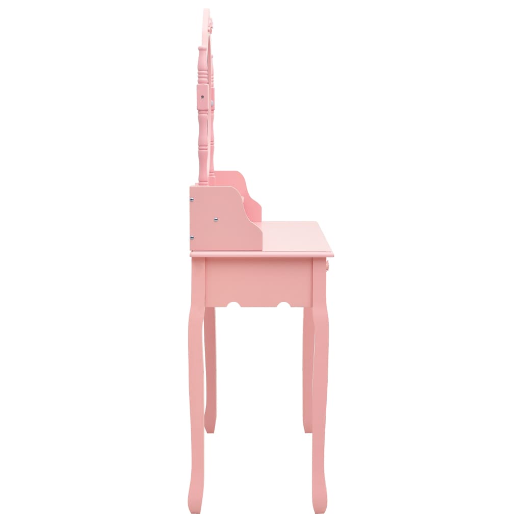 "Prachtige kaptafelset met kruk van paulowniahout - 75x69x140 cm in trendy roze tint" Slaapkamerkaptafels | Creëer jouw Trendy Thuis | Gratis bezorgd & Retour | Trendy.nl