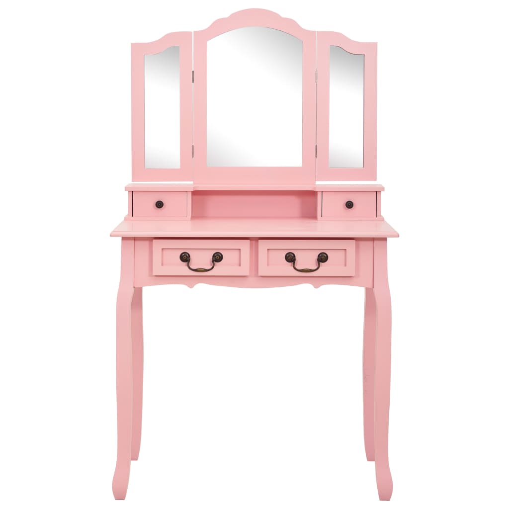 "Prachtige kaptafelset met kruk - Houten meubel van 80x69x141 cm in een betoverende roze tint" Slaapkamerkaptafels | Creëer jouw Trendy Thuis | Gratis bezorgd & Retour | Trendy.nl