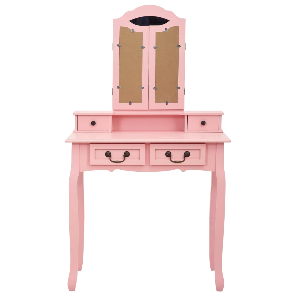 "Prachtige kaptafelset met kruk - Houten meubel van 80x69x141 cm in een betoverende roze tint" Slaapkamerkaptafels | Creëer jouw Trendy Thuis | Gratis bezorgd & Retour | Trendy.nl