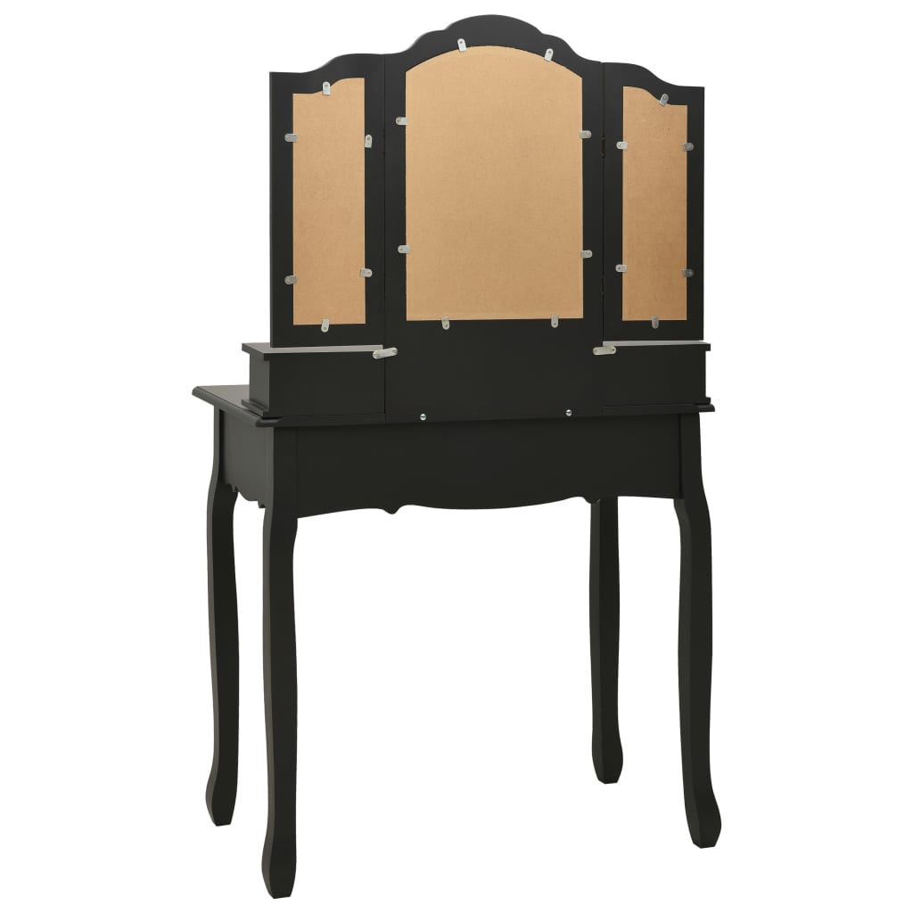 "Luxe kaptafelset gemaakt van zwart paulowniahout - moderne stijl - Afmetingen 80x69x141 cm" Slaapkamerkaptafels | Creëer jouw Trendy Thuis | Gratis bezorgd & Retour | Trendy.nl