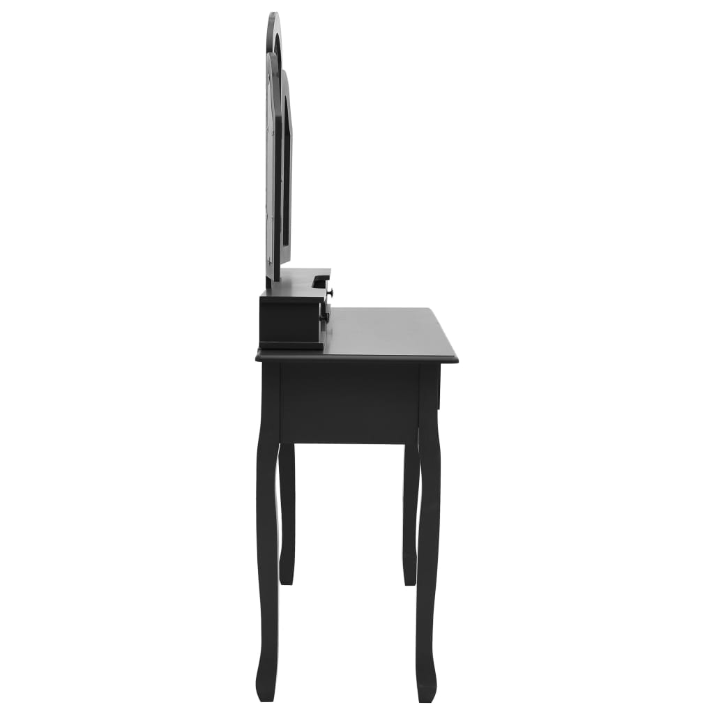 Moderne zwarte kaptafelset met comfortabele kruk - 100x40x146 cm van hoogwaardig paulowniahout Slaapkamerkaptafels | Creëer jouw Trendy Thuis | Gratis bezorgd & Retour | Trendy.nl