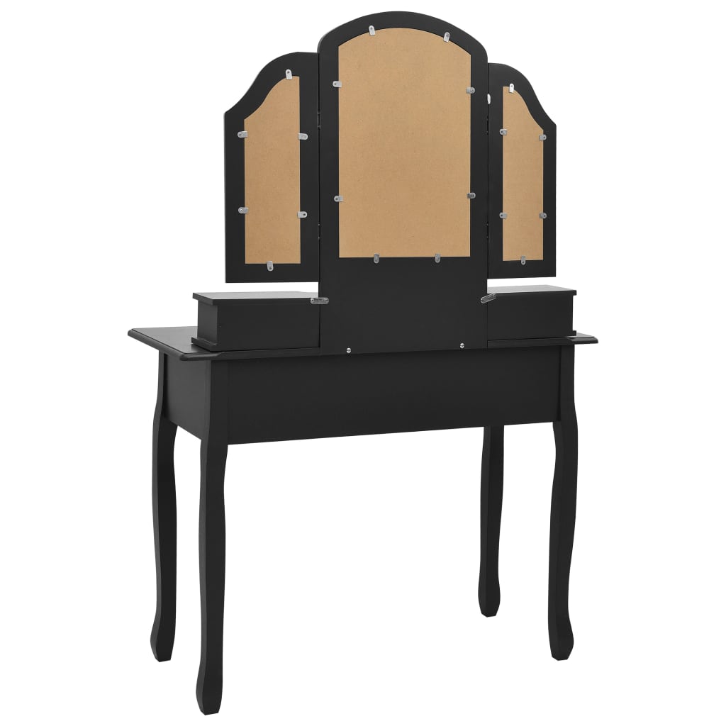 Moderne zwarte kaptafelset met comfortabele kruk - 100x40x146 cm van hoogwaardig paulowniahout Slaapkamerkaptafels | Creëer jouw Trendy Thuis | Gratis bezorgd & Retour | Trendy.nl