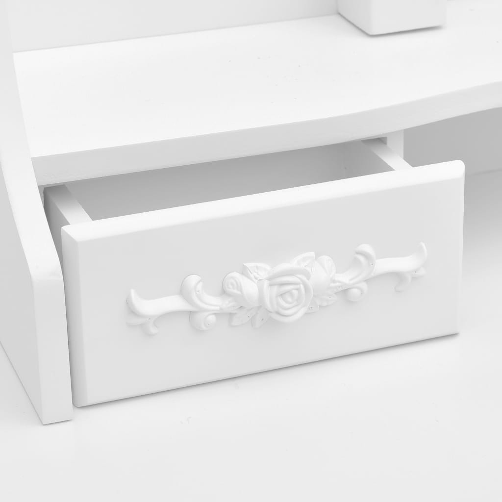 Stijlvolle witte kaptafelset met krukje en drievoudige spiegel voor moeiteloze styling Slaapkamerkaptafels | Creëer jouw Trendy Thuis | Gratis bezorgd & Retour | Trendy.nl