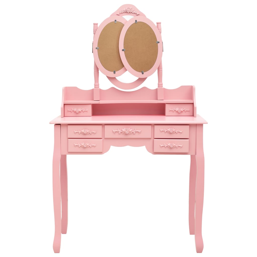 Stijlvolle roze kaptafel met kruk en prachtige drievoudige spiegel - Upgrade jouw make-up routine! Slaapkamerkaptafels | Creëer jouw Trendy Thuis | Gratis bezorgd & Retour | Trendy.nl