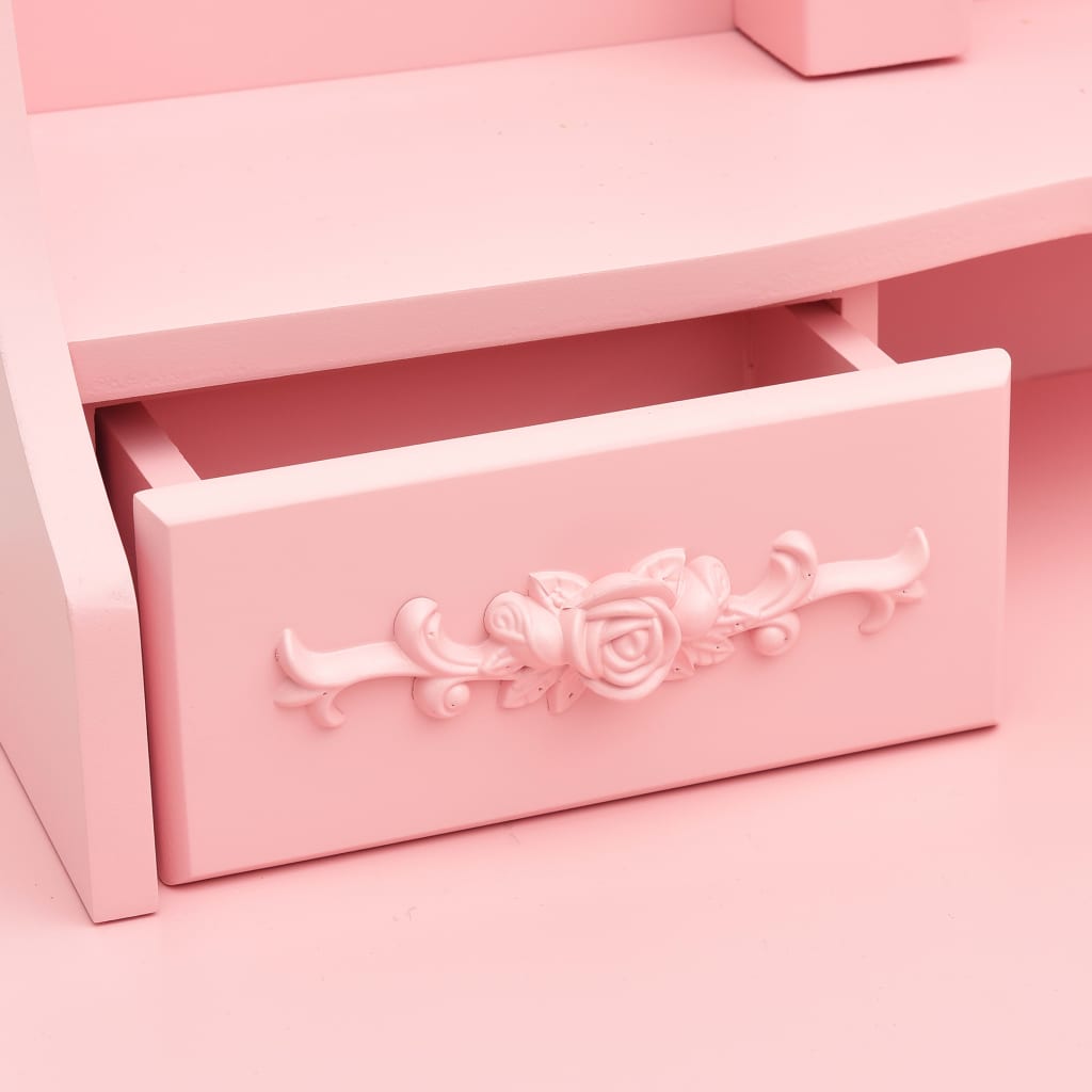 Stijlvolle roze kaptafel met kruk en prachtige drievoudige spiegel - Upgrade jouw make-up routine! Slaapkamerkaptafels | Creëer jouw Trendy Thuis | Gratis bezorgd & Retour | Trendy.nl